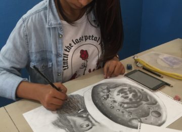 Anjali Ghimire – WINNER Sketch Competition organized by STEM Club Aroma Winner with her Sketch.